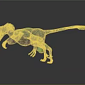 Blue Green Feathered Raptor Dinosaur 3D Character Model Running With Open Mouth And Sharp Claws