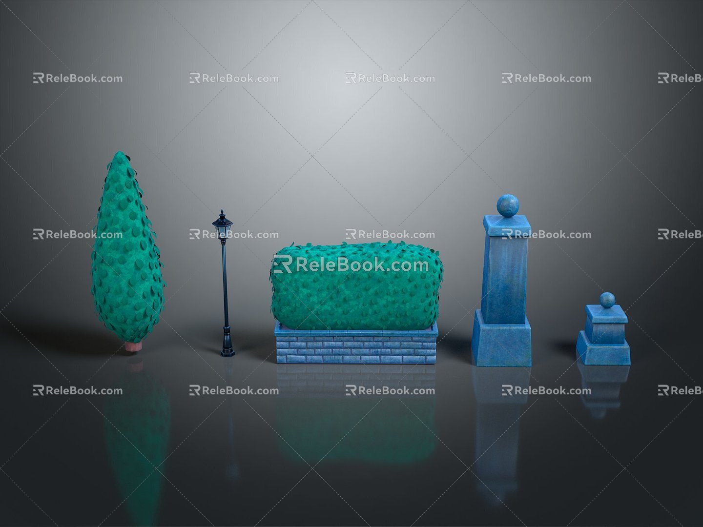 Pillar Stone Pillar Grass Park Green Planting Stone Pillar Old Stone Pillar Roman Pillar Roman Stone Pillar 3d model