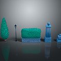 Pillar Stone Pillar Grass Park Green Planting Stone Pillar Old Stone Pillar Roman Pillar Roman Stone Pillar 3d model