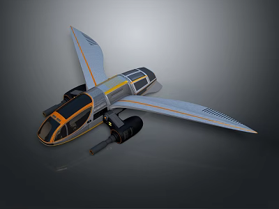 Futuristic Space Exploration Vehicle With Black Orange Cockpit And Extended Wings Design 3d model