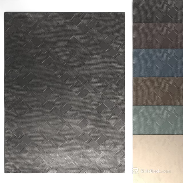 Gray Square Rugs With Woven Texture And Multiple Colors Dark Brown Blue Brown Green Beige 3d model 