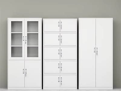 White Modern Bookcases With Glass Doors Drawers And Cabinet Storage Designs 3d model