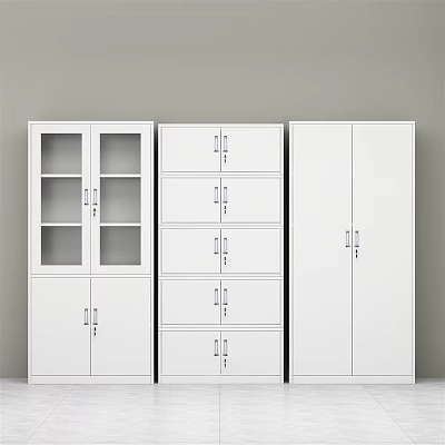 White Modern Bookcases With Glass Doors Drawers And Cabinet Storage Designs 3d model
