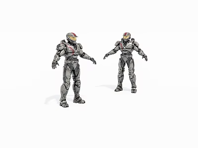 Game Movie Characters In Armored Suits With Helmet And Detailed Design Standing Pose 3d model
