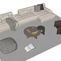 Sofa Coffee Table Combination Corner Sofa Multi-person Sofa Leisure Chair Coffee Table 3d model