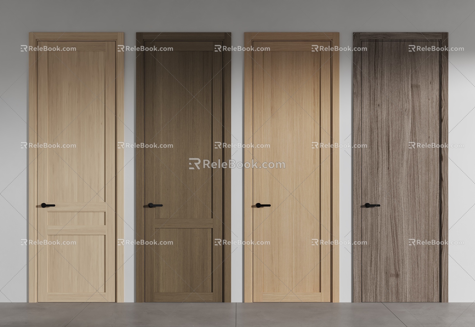 Single door bedroom door 3d model