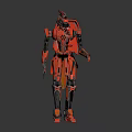 Red Mechanical Robot Character With Futuristic Armor And Weapon In Sci Fi Design