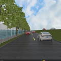 Modern Road Facilities Featuring Two Way Lanes Green Belt Trees And Safety Guardrails