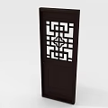 Chinese Traditional Wooden Door With Intricate Lattice Carved Pattern And Dark Brown Finish