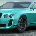 Turquoise Bentley Coupe Against Night Cityscape Background 3d model