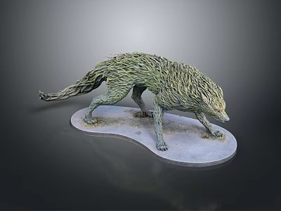 Game and Movie Character Mythical Wolf Creature with Woven Vine Texture and Leafy Details 3d model