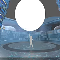 Immersive Ocean Themed Cultural Center Featuring Dolphin Fish Projection Floor Light Effects And Curved Screen