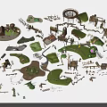 Outdoor Playground Equipment With Wooden Slides Swings Climbing Frames And Green Surfaces
