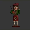 Scottish Nutcracker Figurine In Red Hat Green Jacket And Tartan Kilt With Bagpipe