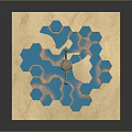 3D Architectural Model With Geometric Blue Structures And Water Elements On Sandy Base