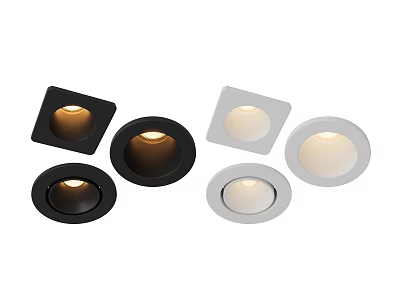Modern Black And White Downlights And Spotlights Round Square Design For Indoor Lighting 3d model