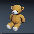 Yellow Teddy Bear Sitting Plush Stuffed Toy With White Paws And Ears