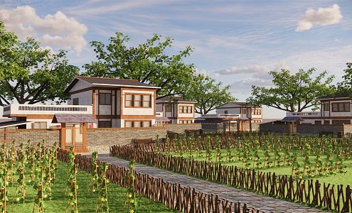 New Chinese-style House, Rural Folk House, New Countryside Construction, Homestay Appearance, Nongjiale, Rural Revitalization Holiday Station 3d model