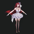 Red Haired Female Character In White Lace Dress With Floral Headpiece And Butterfly