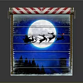 Furniture Cabinet With Red White Striped Top Blue Background Moon Santa Reindeer Flying Trees Castle