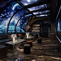 Modern KTV Interior With Neon Lights Luxury Sofa Bar Counter And Stylish Decor