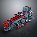 Red And Blue Mechanical Structure 3D Model With Complex Gears And Components 3d model