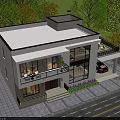 Modern Detached Villa Exterior Design With Courtyard Parking Area And Lush Greenery