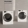 Modern Front Load Washing Machines With White Design And Digital Control Panels 3d model