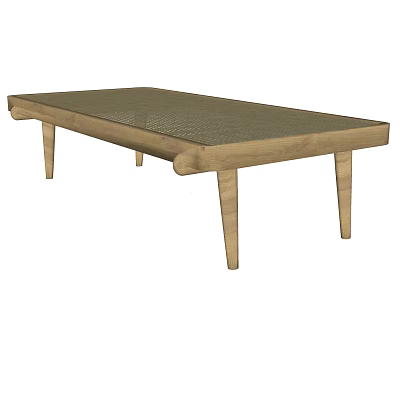 Wooden Coffee Table With Mesh Top And Four Elegant Slim Legs Design 3d model