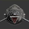 Pilot Inside Silver Fish Shaped Mechanical Creature With Open Mouth And Cabin 3d model