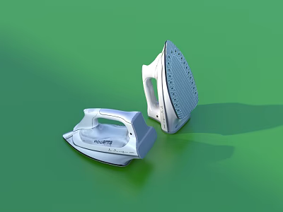 Household Irons With White And Light Blue Modern Design For Daily Home Use 3d model
