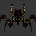 Fantasy Spider Like Creature With Red Black Body And Yellow Striped Legs