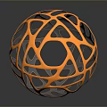 Orange Black Hollow Sphere 3D Model with Lattice Geometric Design 3d model