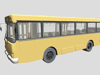 Yellow Bus Exterior Design With Large Windows And Black Wheels 3d model