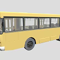 Yellow Bus Exterior Design With Large Windows And Black Wheels 3d model