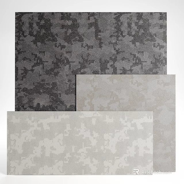 Various Textured Decorative Panels with Gray Tones and Unique Patterns for Interior Design 3d model 