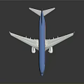 Blue Model Airplane With Red White Stripes Detailed Wings And Landing Gear