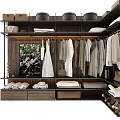 Modern Elegant Wardrobe Interior With Hanging Clothes Folded Towels Wooden Drawers And Mirror