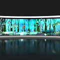 Enchanting Window Display With Bamboo Mushroom Ornaments Soft Lighting And Natural Elements 3d model