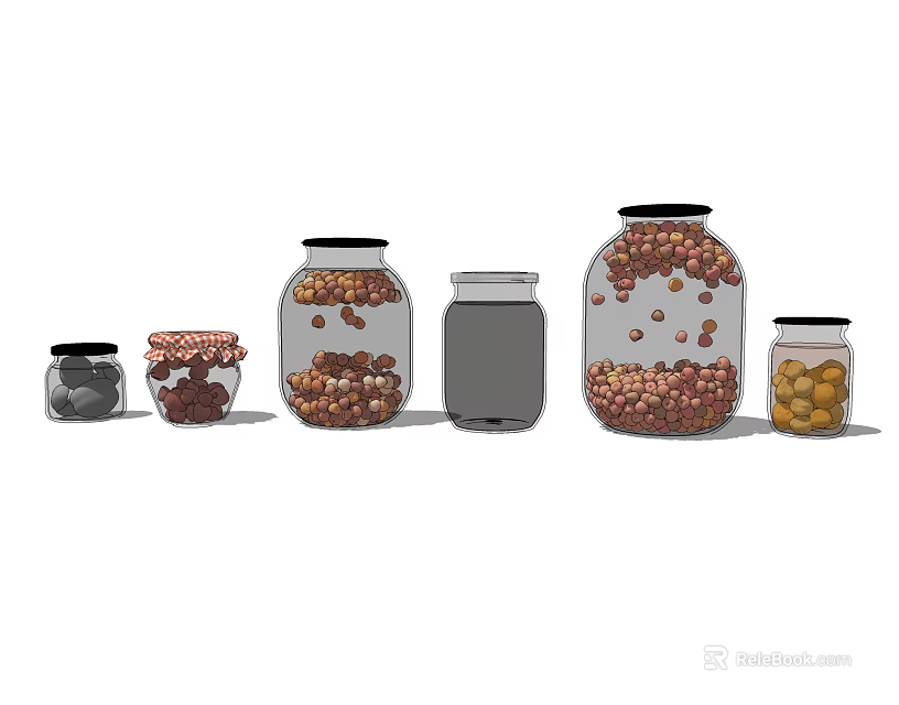 Ceramic Vessels With Lids In Various Sizes For Kitchen Storage And 3d model 
