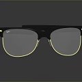 Modern Glasses Featuring Black And Gold Frame Clear Lenses And Reflection Effect 3d model