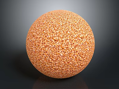 Detailed View Of Organic Wheat Grains Forming Spherical Food Shape 3d model