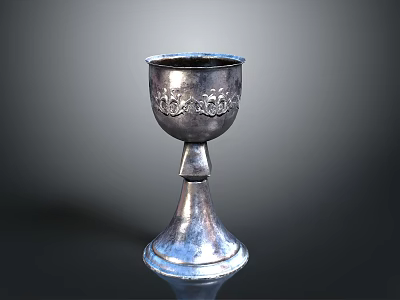 Silver Decorative Goblet Daily Use Item With Intricate Carvings And Stable Base 3d model