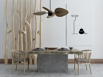 New Chinese Dining Table and Chair Combination Dining Table and Chair 3d model