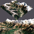 Scenic Garden Landscape With Snow Capped Peaks And Lush Mountain Terrain