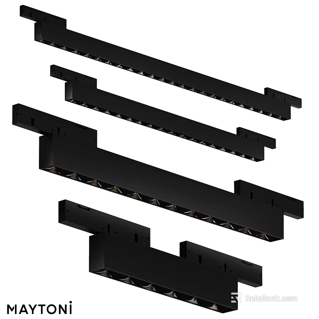 Black Linear LED Downlights And Spotlights For Modern Home Lighting Design 3d model 