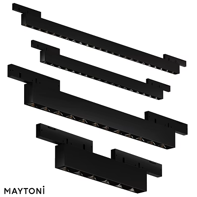 Black Linear LED Downlights And Spotlights For Modern Home Lighting Design 3d model