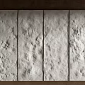 Textured White Stone Background Wall With Four Panels And Brown Frame 3d model