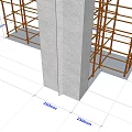 Steel Frame Construction Structure With 300mm 350mm Dimension Markings And Support 3d model