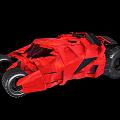 Red Angular Batmobile Style Car With Large Tires And Bold Design 3d model